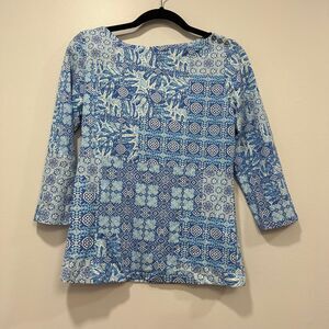 J‎ Mclaughlin Wavesong Top Catalina Cloth Small Patchwork 3/4 Sleeve NWT Floral